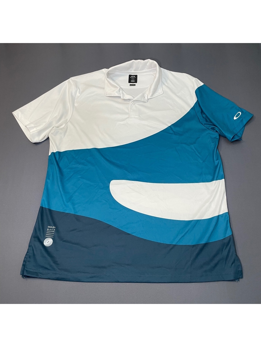 Oakley Hydrolix Regular Fit Polo Shirt US/EU 2XL Blue White Colorblock